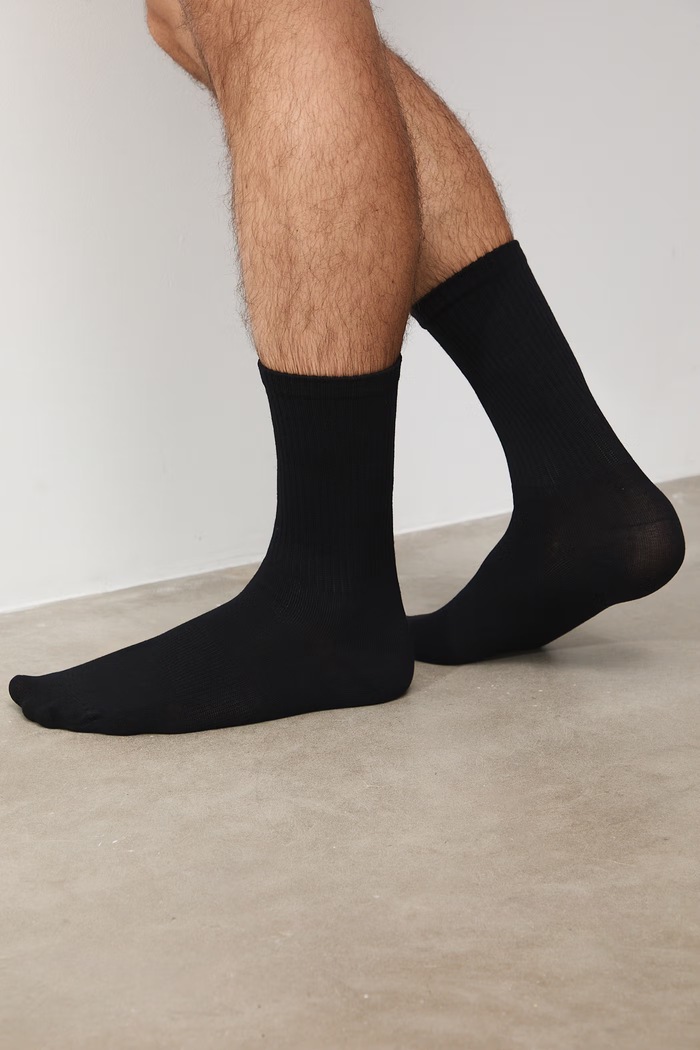 Ponožky (3-pack) rebrované bambusové vlákno jednofarebný čierna RS26-LGM020