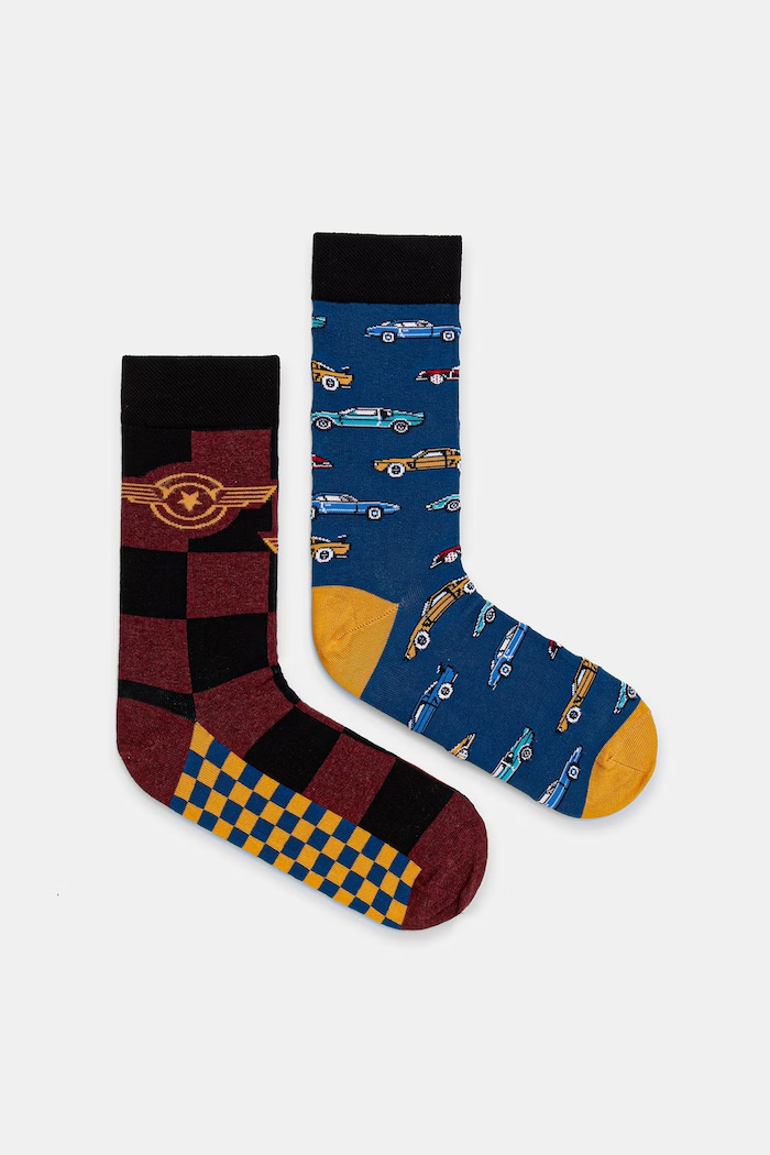 Skarpetki bawełniane męskie wzorzyste (2-pack) skarpetki długie multicolor RS26-LGM300