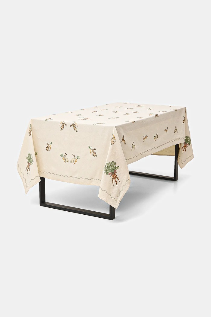 Bavlněný ubrus s potiskem a výšivkou 150 x 250 cm RS26-ORU424 béžová RS26