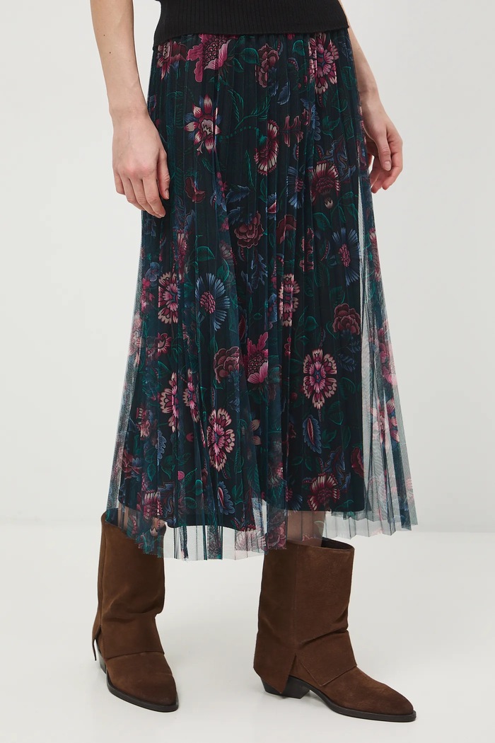 Spódnica damska midi wzorzysta RS26-SDD032 turkusowy RS26