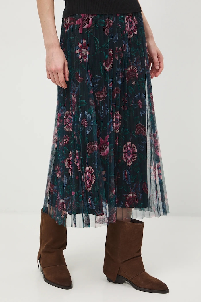 Spódnica damska midi wzorzysta RS26-SDD032 turkusowy RS26