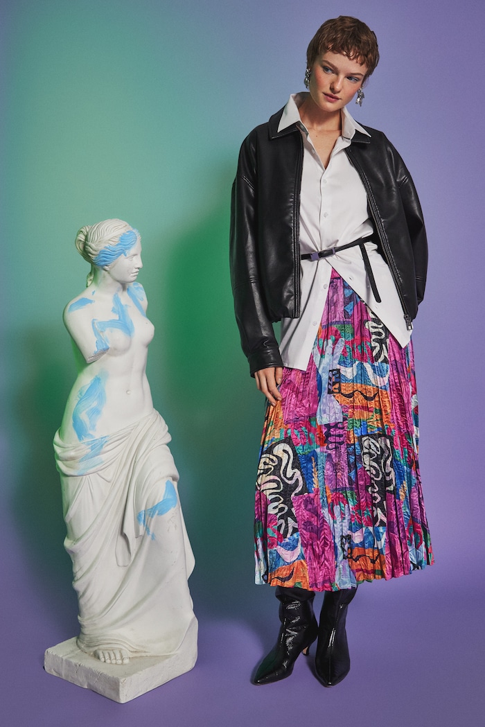 Spódnica damska maxi z kolekcji Eviva L'arte RS26-SDD250 multicolor RS26
