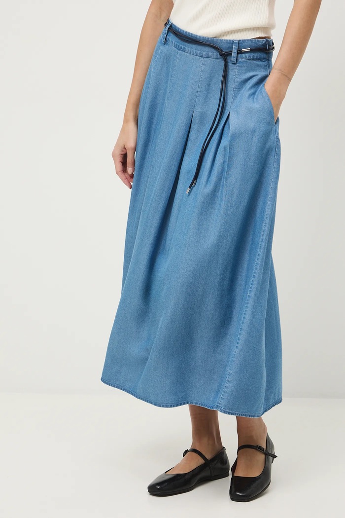 Spódnica jeansowa damska midi z lyocellu RS26-SDD300 niebieski RS26