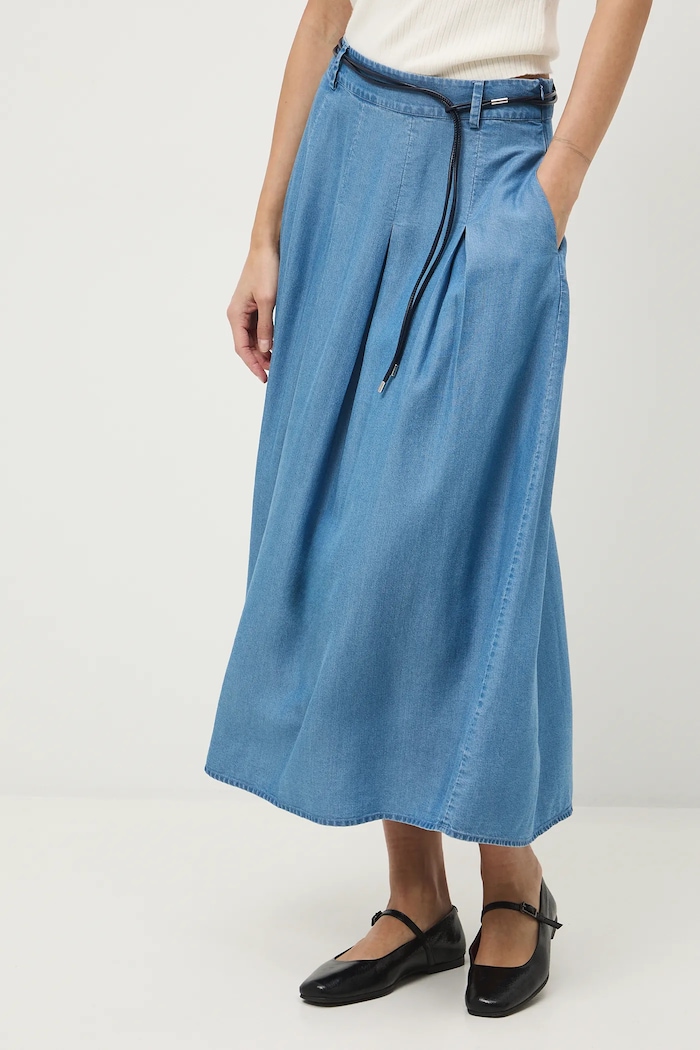 Spódnica jeansowa damska midi z lyocellu RS26-SDD300 niebieski RS26