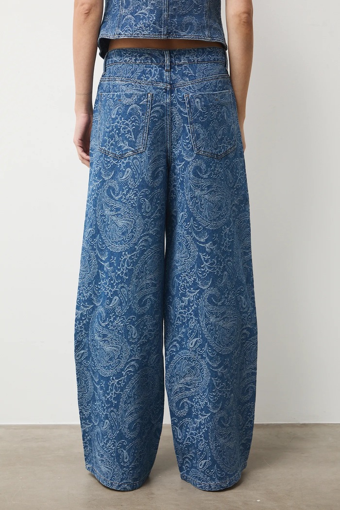 Odzież Jeansy damskie wide leg wzorzyste RS26-SJD309 niebieski
