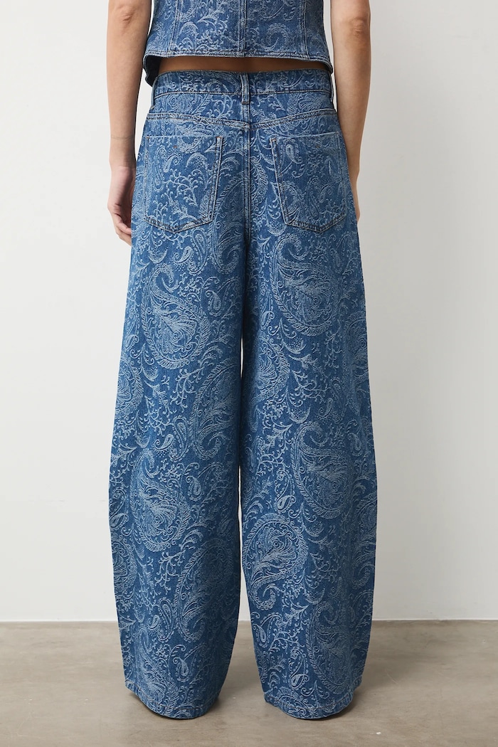 Odzież Jeansy damskie wide leg wzorzyste RS26-SJD309 niebieski