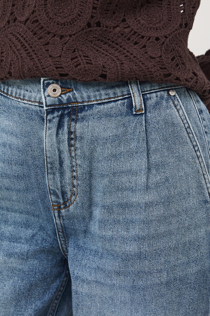 Jeansy carrot damskie RS26-SJD503 niebieski
