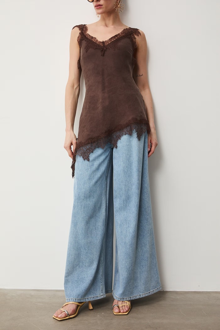 Odzież Jeansy wide leg damskie RS26-SJD507 niebieski