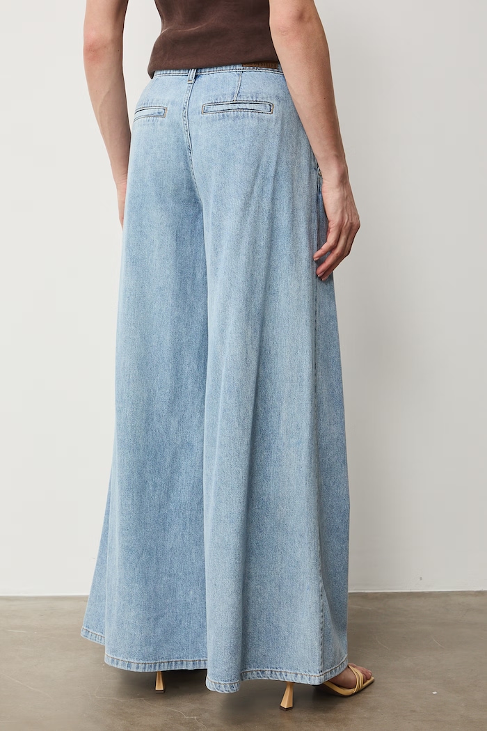 Jeansy wide leg damskie niebieski RS26-SJD507