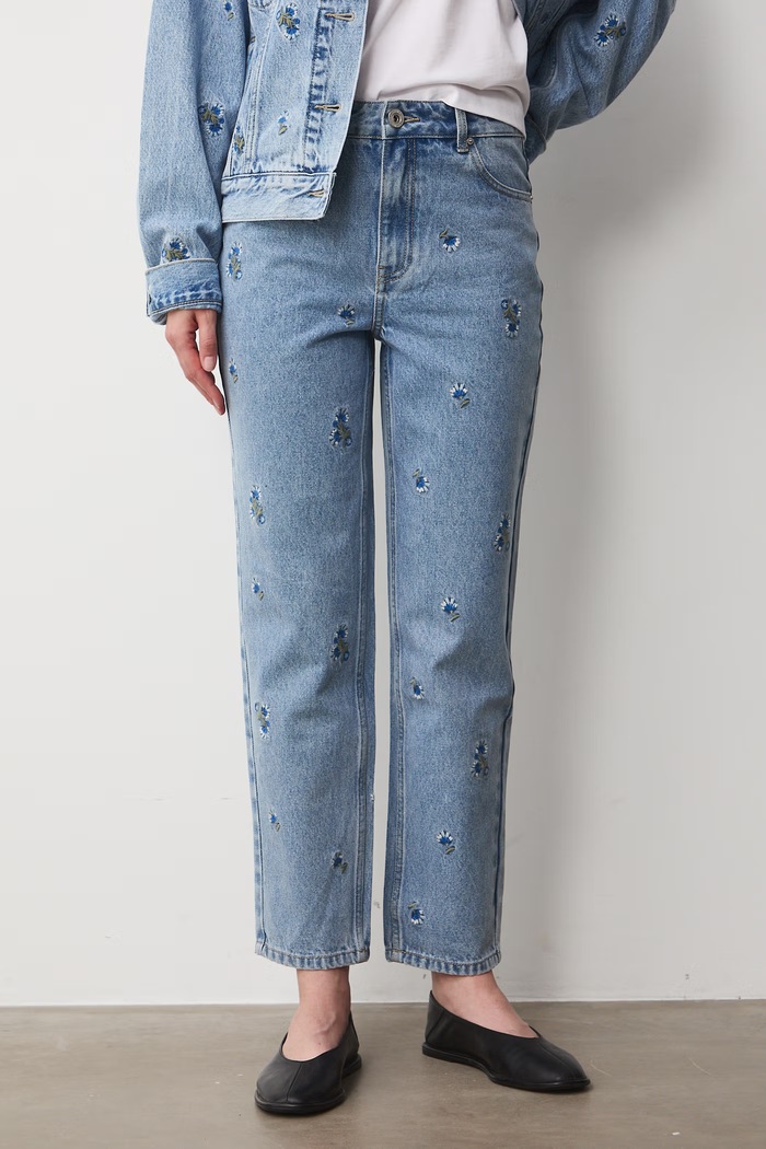 Jeansy mom fit damskie niebieski RS26-SJD704