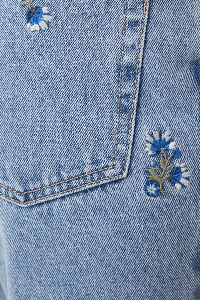 Jeansy mom fit damskie niebieski RS26-SJD704