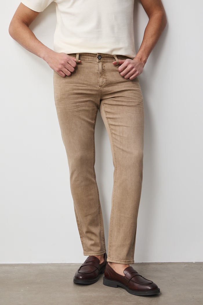Jeansy slim fit męskie RS26-SJM605 beżowy RS26