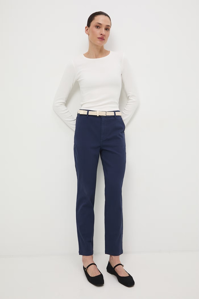 Nohavice chinos dámske bavlnené s elastanom RS26-SPD040 tmavomodrá RS26