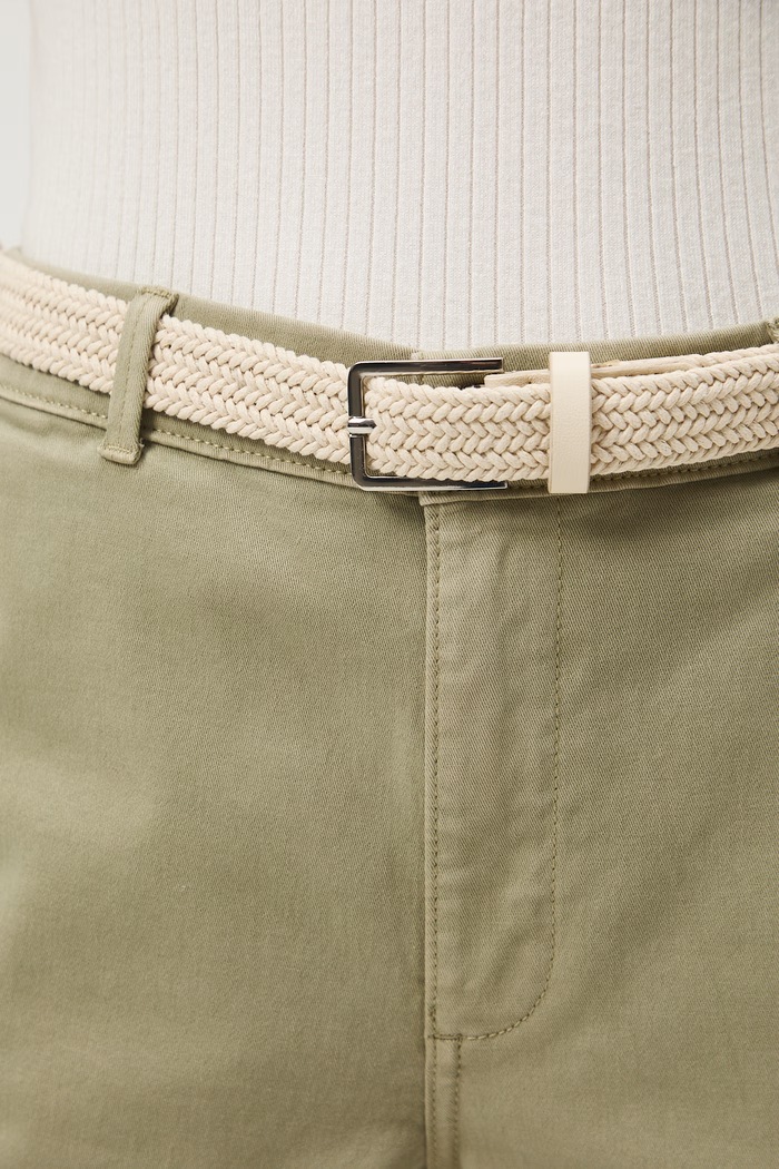 Medicine pantaloni chinos pentru femei, din bumbac cu elastan verde RS26-SPD040