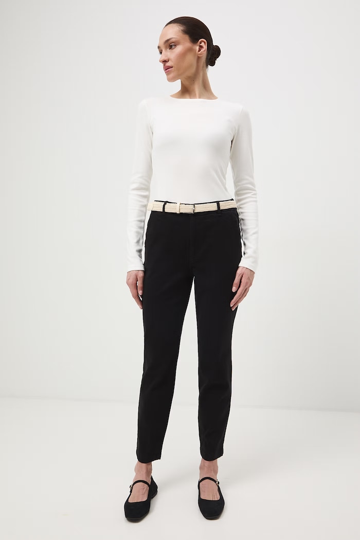 Medicine pantaloni chinos pentru femei, din bumbac cu elastan negru RS26-SPD040