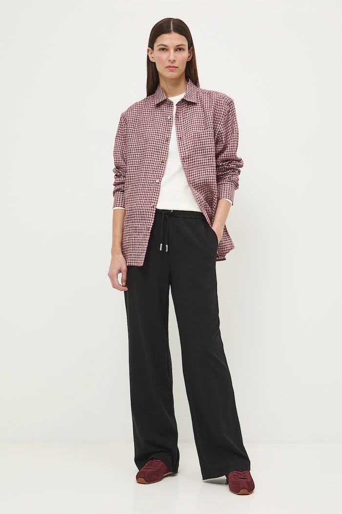 Nohavice hladké wide leg s elastanom čierna RS26-SPD201