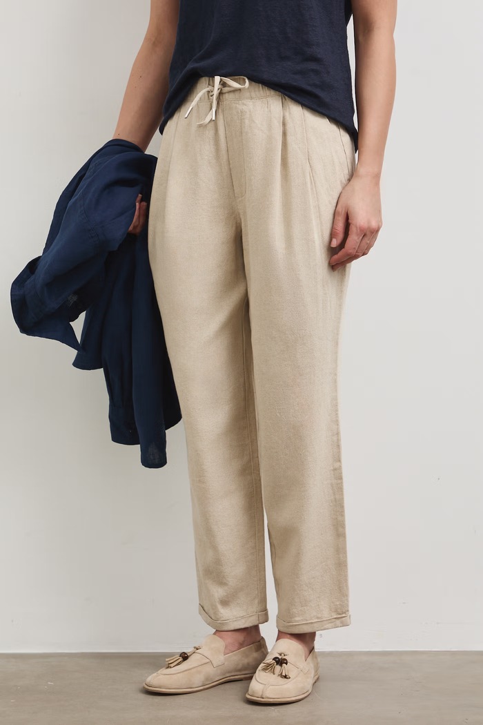Nohavice chinos dámske s ľanom RS26-SPD702 béžová RS26