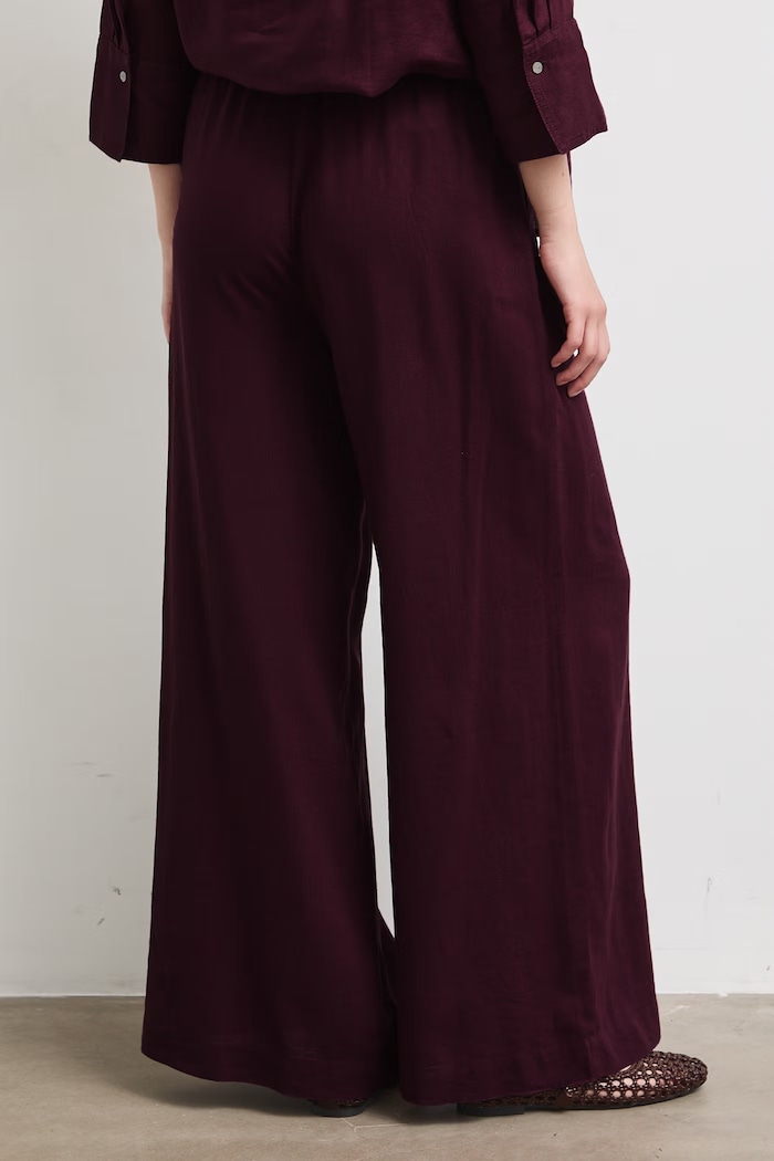 Oblečenie Medicine nohavice wide leg dámske s ľanom RS26-SPD900 burgundské