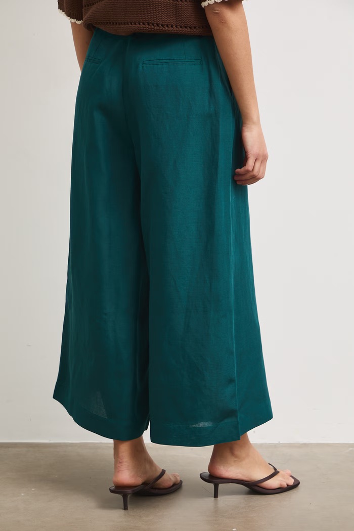 Oblečenie Medicine nohavice culottes dámske s prímesou ľanu RS26-SPD901 tyrkysová
