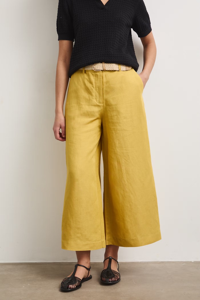Medicine nohavice culottes dámske s prímesou ľanu RS26-SPD901 zelená RS26