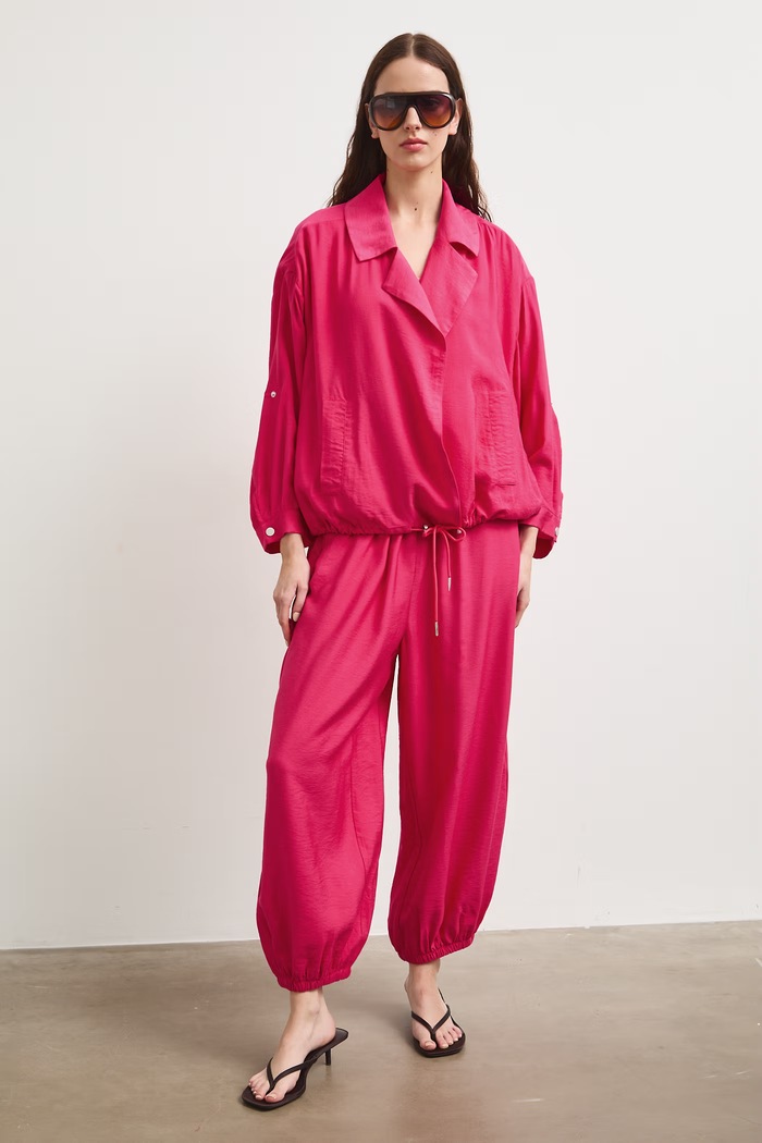 Medicine pantaloni slouchy pentru femei, cu vâscoză RS26-SPD908 roz RS26