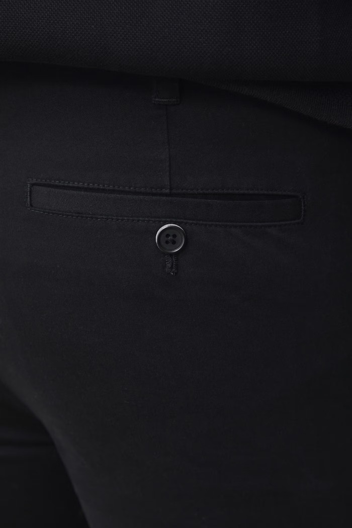 Spodnie chinos męskie bawełniane z elastanem czarny RS26-SPM060