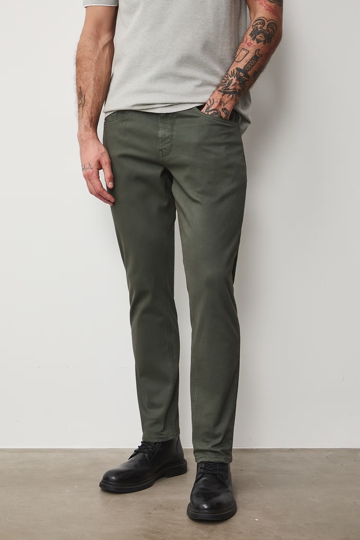 Medicine nohavice slim fit pánske bavlnené s elastanom RS26-SPM403 zelená RS26