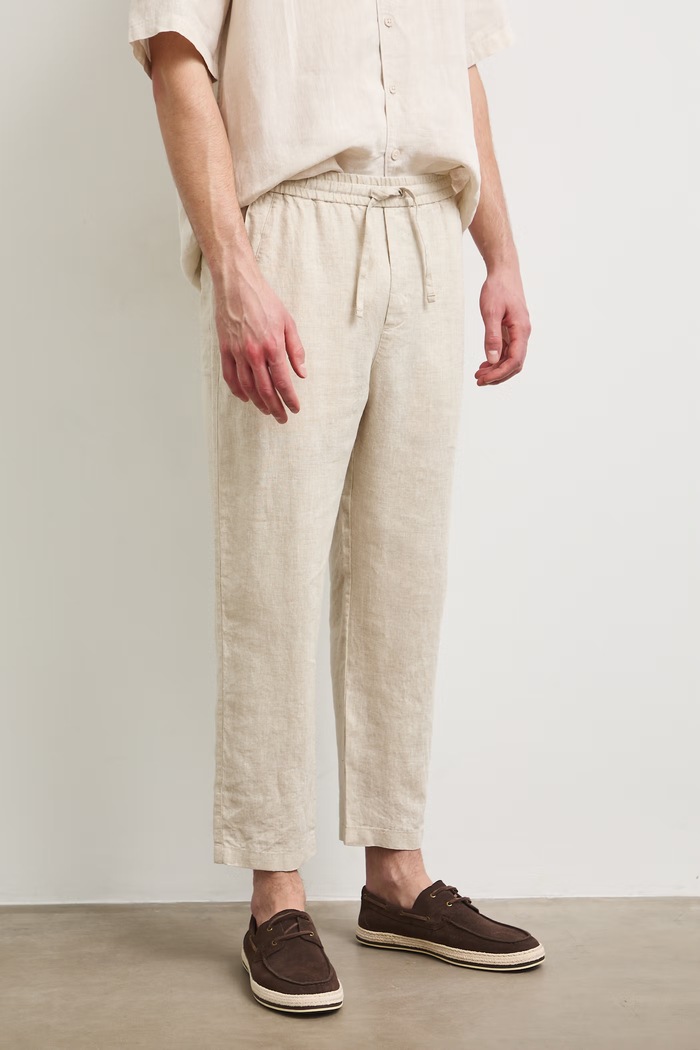 Spodnie chinos męskie lniane RS26-SPM905 beżowy RS26