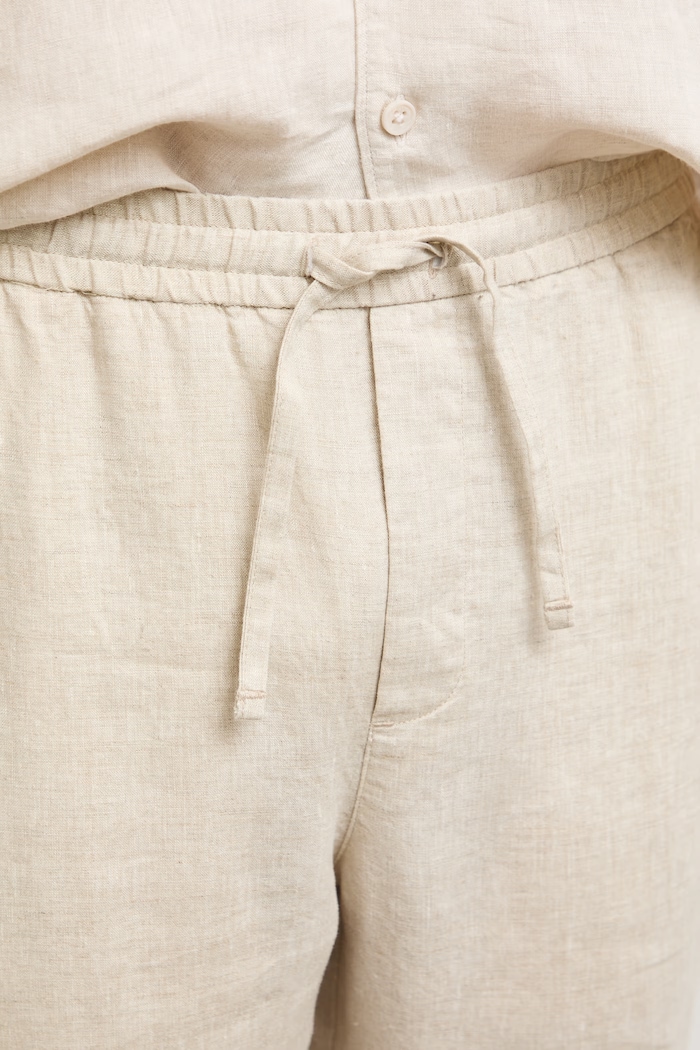 Spodnie chinos męskie lniane RS26-SPM905 beżowy