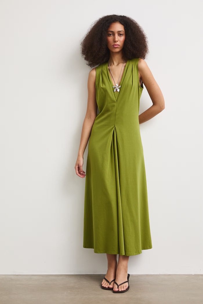 Medicine rochie evazată din bumbac cu elastan RS26-SUD090 verde RS26