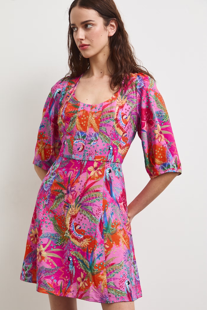 Medicine sukienka rozkloszowana z wiskozą multicolor RS26-SUD092