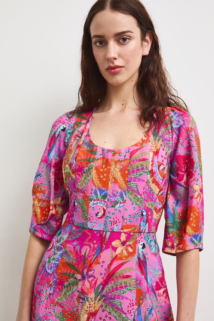 Medicine sukienka rozkloszowana z wiskozą multicolor RS26-SUD092