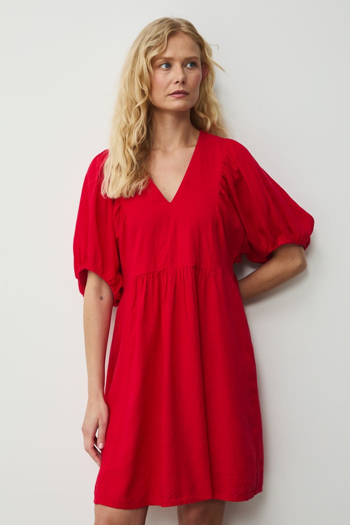 oversize šaty s ľanom RS26-SUD700 červená RS26