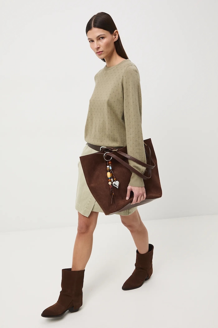 Sweter damski ażurowy z wiskozą RS26-SWD010 zielony RS26
