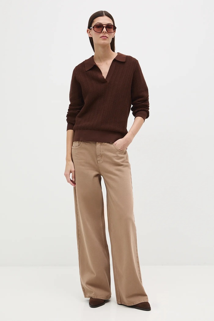 Sweter bawełniany damski z kolekcji Valentine’s Day RS26-SWD200 brązowy RS26