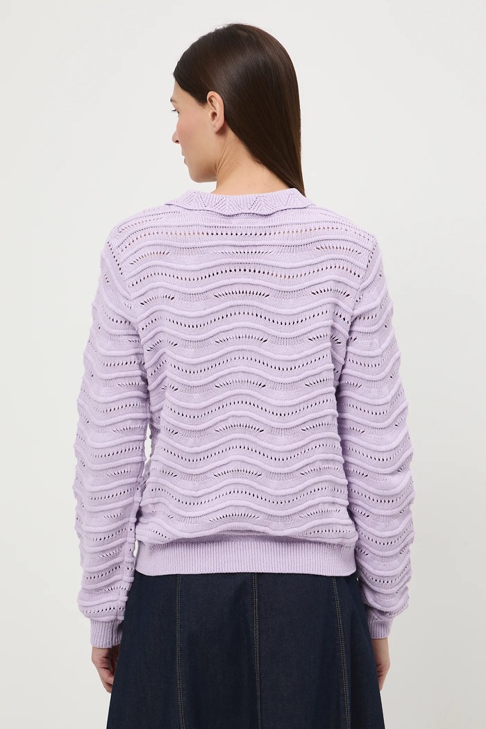 Odzież Sweter bawełniany damski ażurowy RS26-SWD282 fioletowy