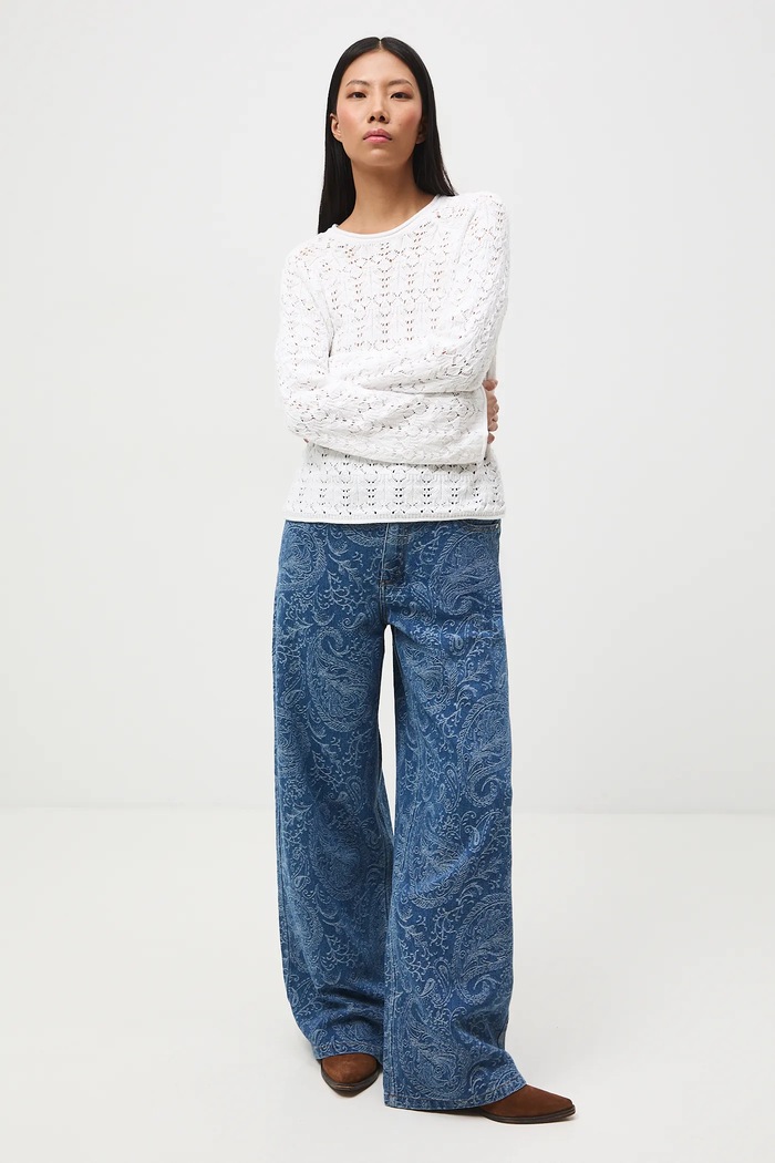 Sweter bawełniany damski ażurowy bawełna biały RS26-SWD305