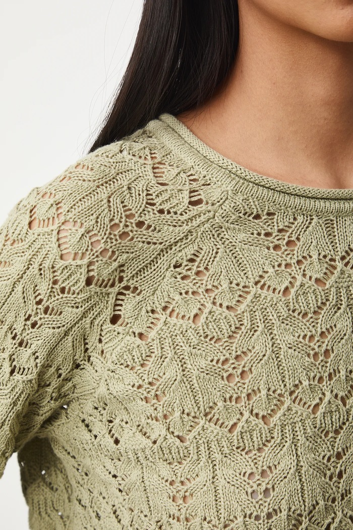 Sweter bawełniany damski ażurowy RS26-SWD305 zielony