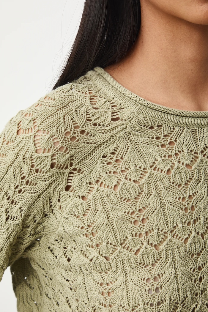 Sweter bawełniany damski ażurowy RS26-SWD305 zielony