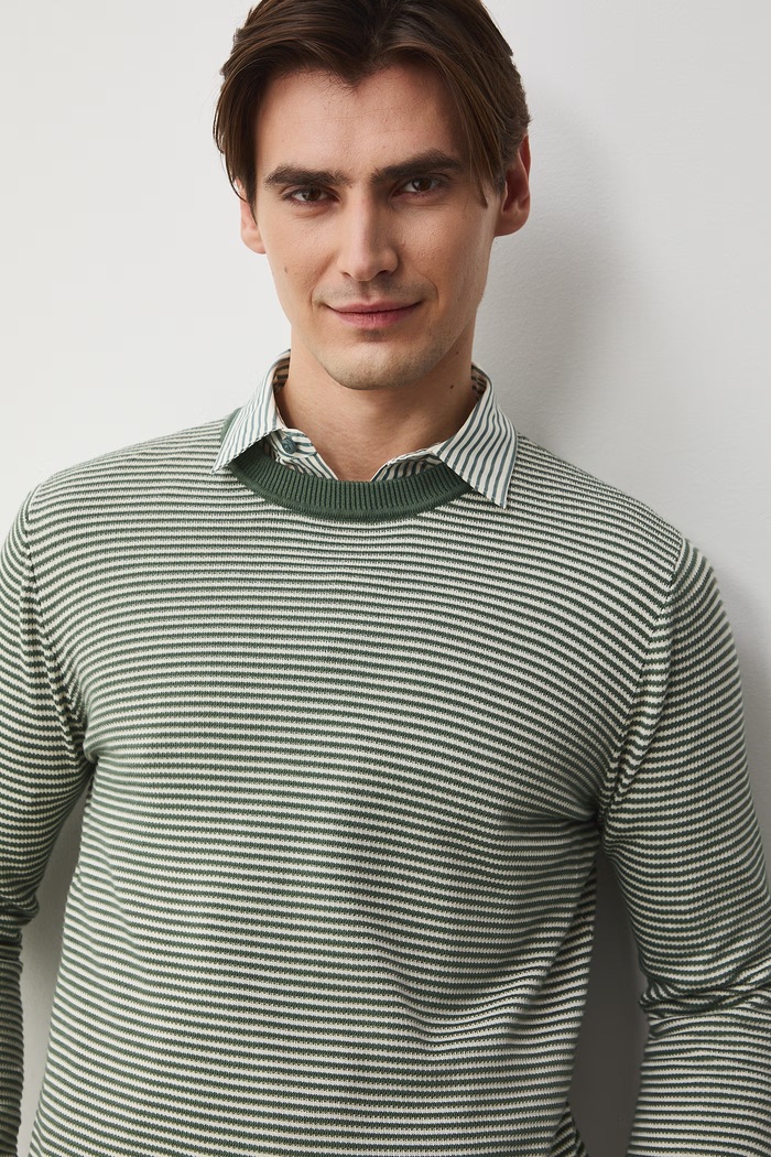 Sweter męski bawełniany zielony RS26-SWM501