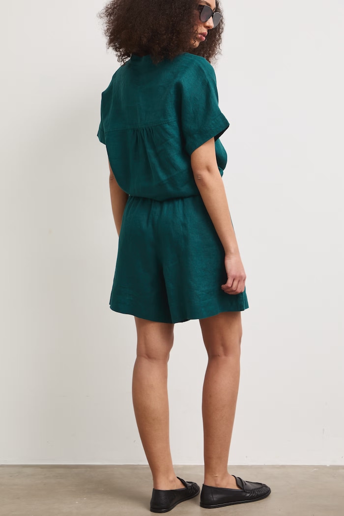 Odzież Szorty damskie lniane regular waist gładkie RS26-SZD903 turkusowy