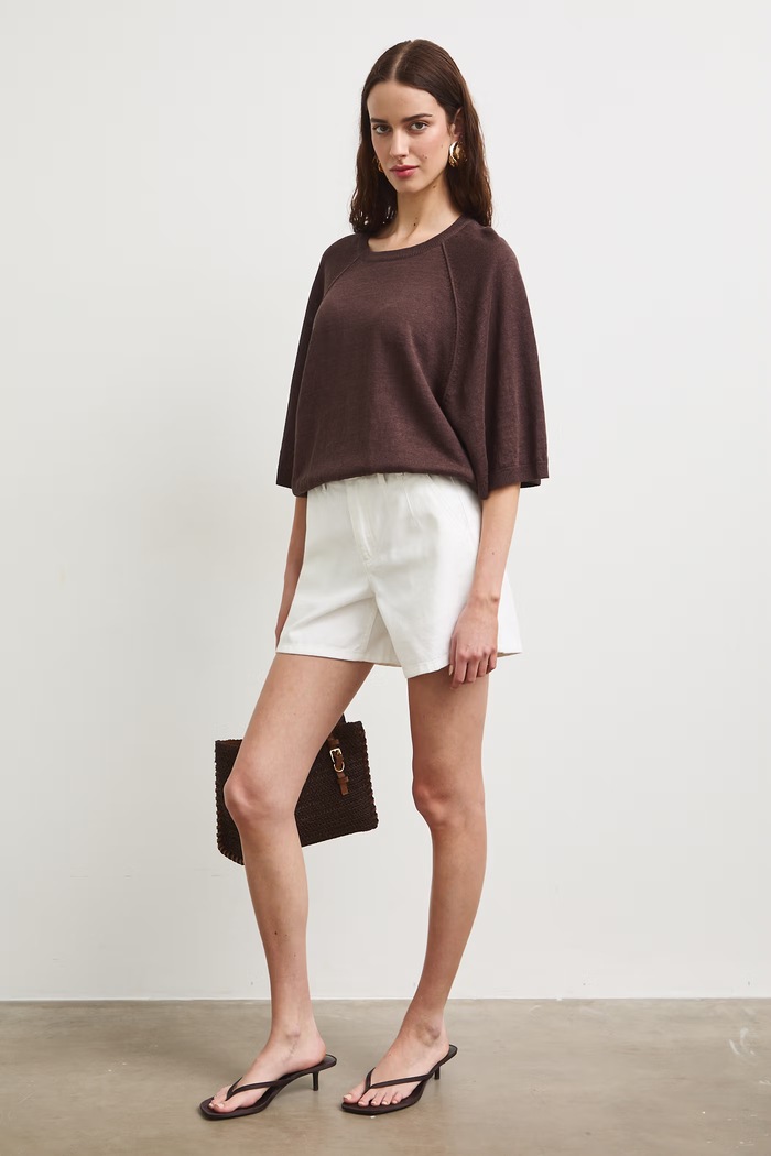 Szorty chino damskie bawełniane high waist RS26-SZD905 biały RS26