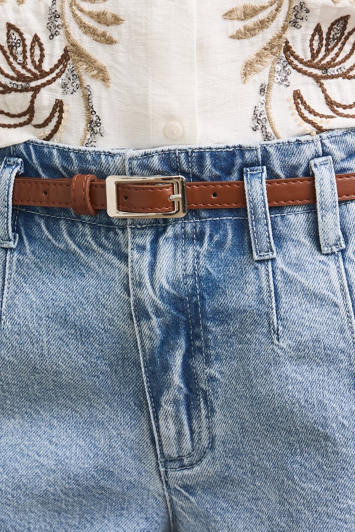 Szorty chino damskie bawełniane z efektem sprania niebieski RS26-SZD905