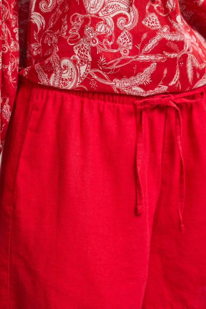 Šortky chino dámske s ľanom regular waist červená RS26-SZDB00