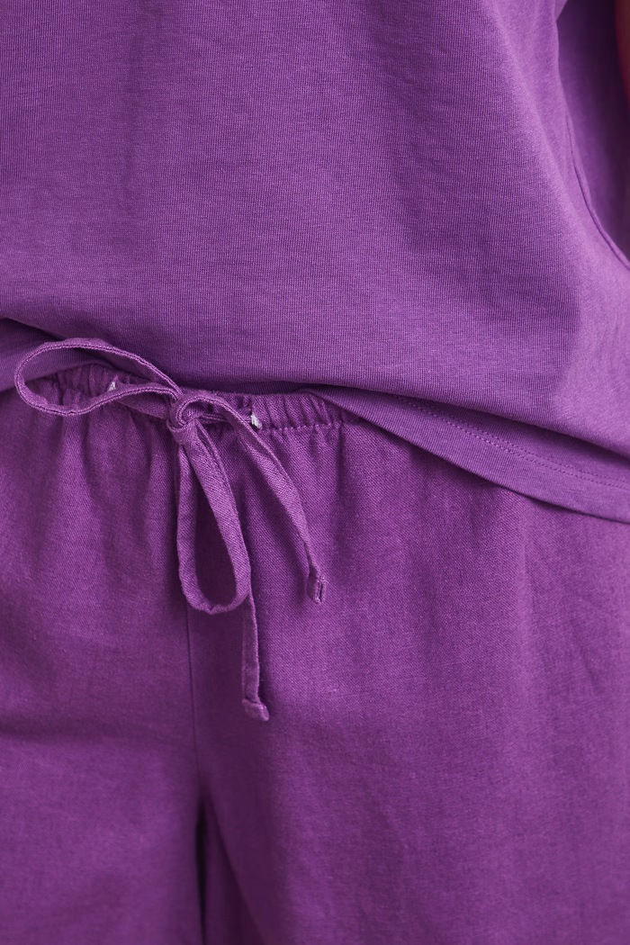 Šortky chino dámske s ľanom regular waist fialová RS26-SZDB00