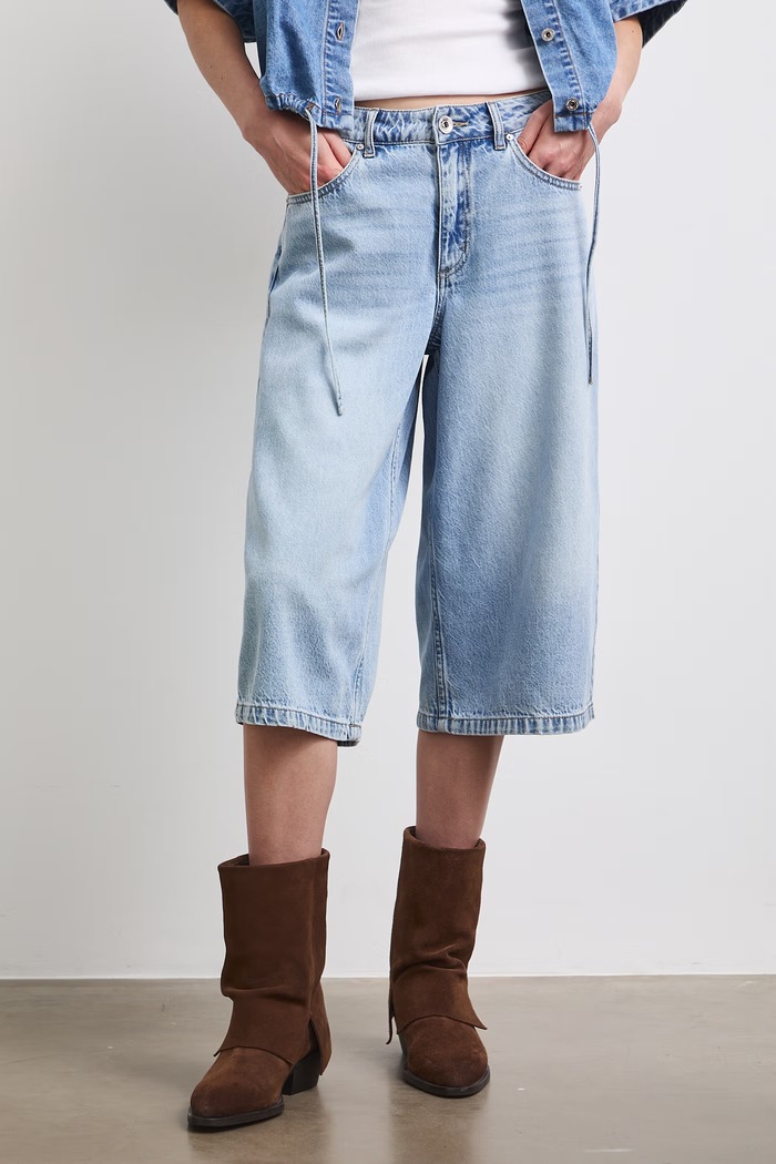 Bermudy dámske bavlnené regular waist modrá RS26-SZDC00