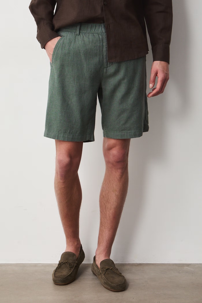 Šortky chino pánske s ľanom RS26-SZM073 zelená RS26