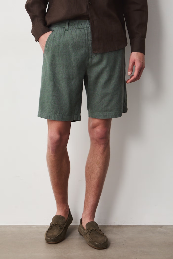 Šortky chino pánske s ľanom RS26-SZM073 zelená RS26