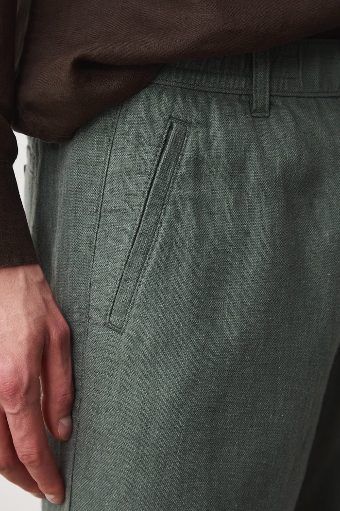 Šortky chino pánske s ľanom zelená RS26-SZM073