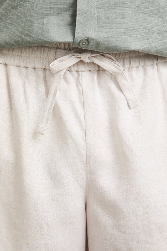 Szorty chino męskie lniane beżowy RS26-SZM090